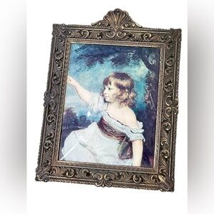 Vintage 1960’s Italian Ornate Gold Framed Reynolds Child Portrait “master hare”